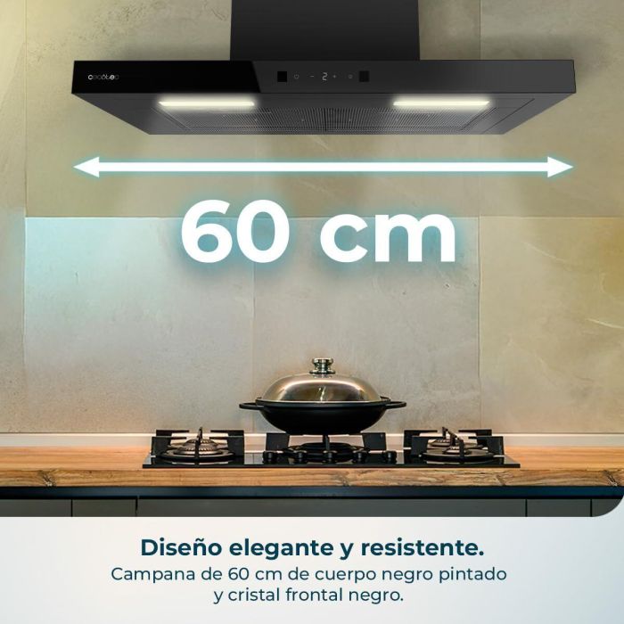 Cecotec Campana Convencional Flux TT 604400 60cm, negro, A++, LED, 413 m³/h, BLDC, lavable 4
