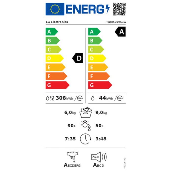 Lavadora - Secadora LG F4DR5009A3W 1400 rpm 9 kg 6 Kg 1 Lavadora - Secadora LG F4DR5009A3W 1400 rpm 9 kg 6 Kg 1
