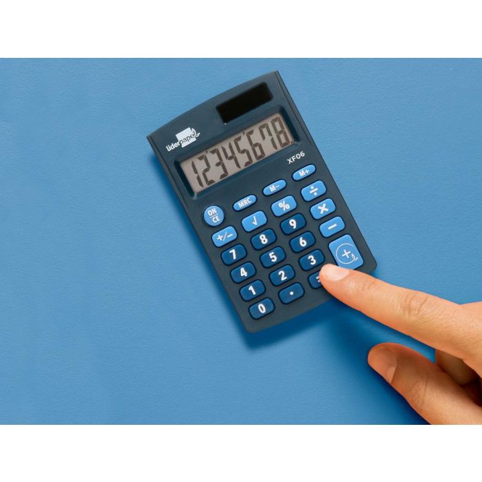 Calculadora Liderpapel Bolsillo Xf06 8 Digitos Solar Y Pilas Color Azul 98x62x8 mm 2