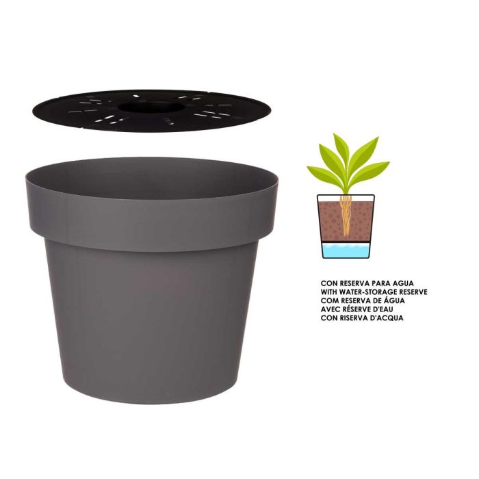 Maceta Plastico Gris Con Reserva Agua 35Cm Ibergarden (6 Unidades) 1 Maceta Plastico Gris Con Reserva Agua 35Cm Ibergarden (6 Unidades) 1