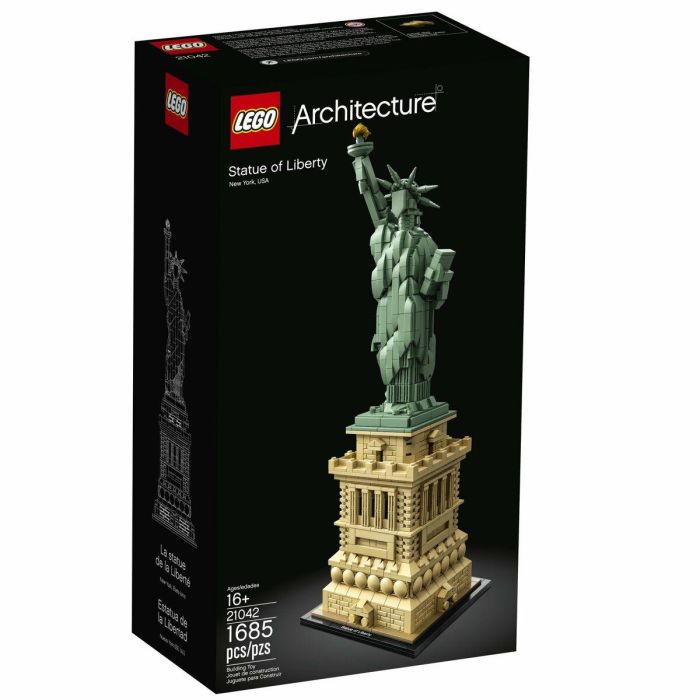 LEGO Architecture 21042 La Estatua de la Libertad Réplica de arquitectura con pedestal, vestido, corona, tableta y antorcha dorada 2