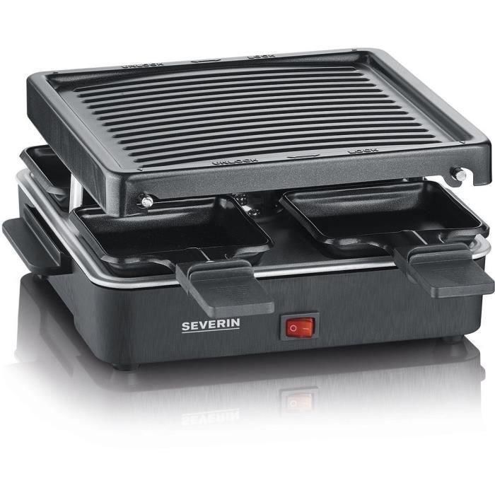 SEVERIN Raclette Grill 4 personas compacto, fácil de almacenar, ideal para hogares pequeños, superficie de cocción 21 x 21cm, RG 2370 4