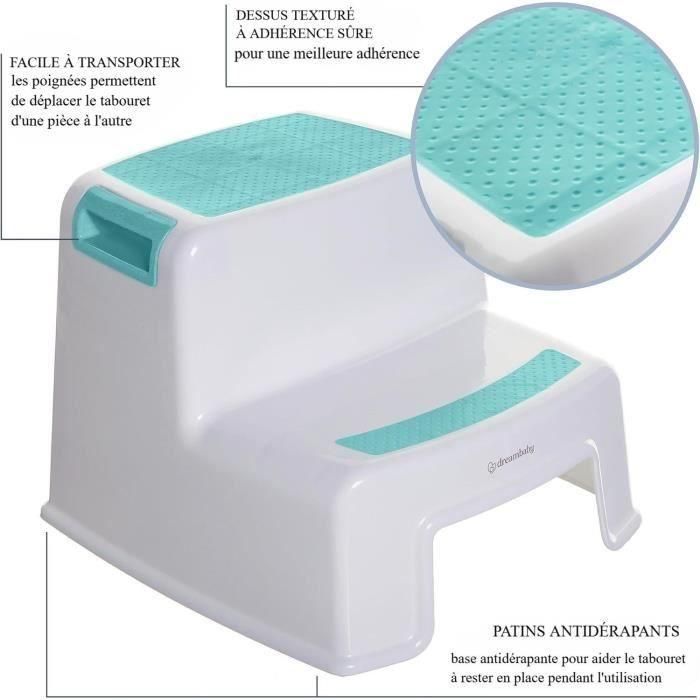 Dreambaby DRE9312742406851 Taburete con Escalera 2 UP Antideslizante Texturizado Hasta 80 kg para Niños y Adultos Aqua 1