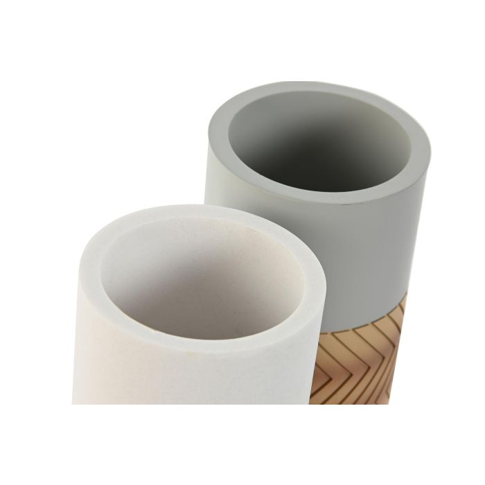 Vaso  DKD Home Decor Blanco Gris 7 x 10.5 x 7 cm (2 Unidades) 2