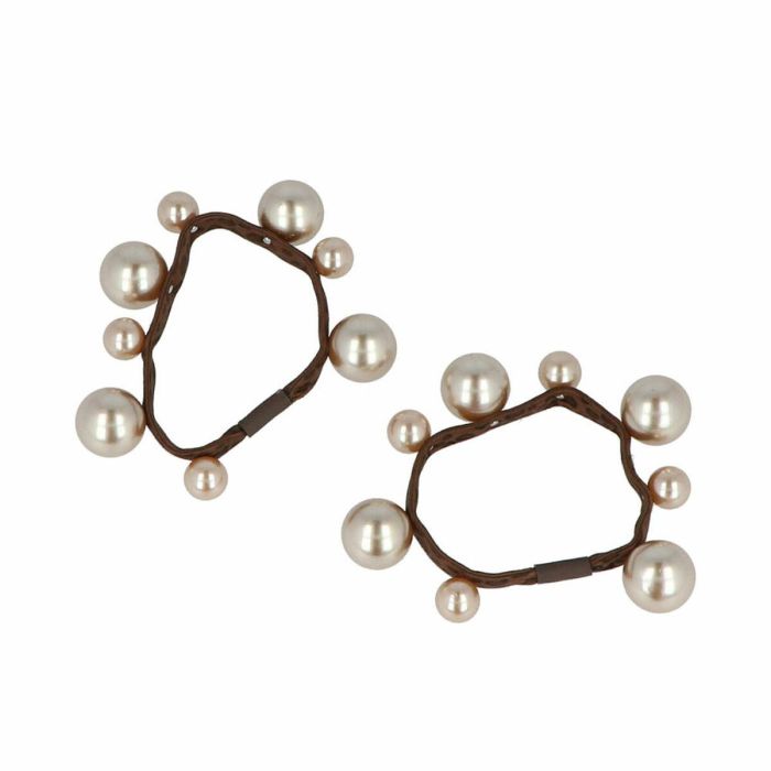 Inca Coletero con Perlas para Niñas, Set de 2 Unidades, Estampado Animal Print Marrón, Accesorios de Pelo Elegantes