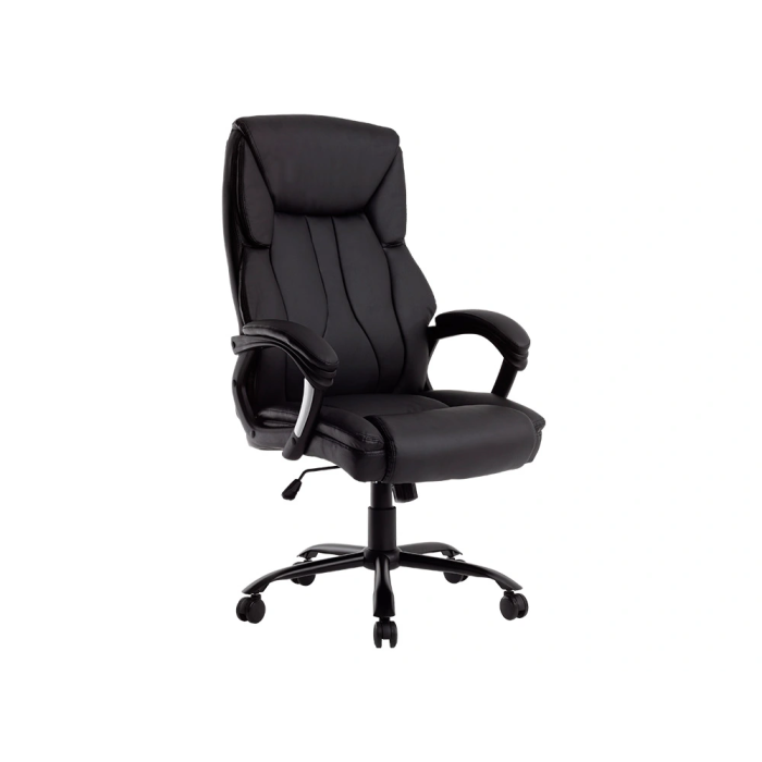 Q-connect Silla de Dirección Profesional, Respaldo Alto, Similpiel, Negro, Base Metálica, Ruedas Premium, Altura Max 1260 mm 3