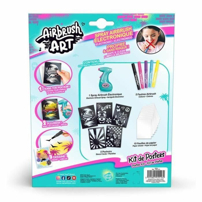 Canal Toys - Arte con aerógrafo - Kit de creación de carteles con spray electrónico, plantillas y rotuladores - AIR 015 3