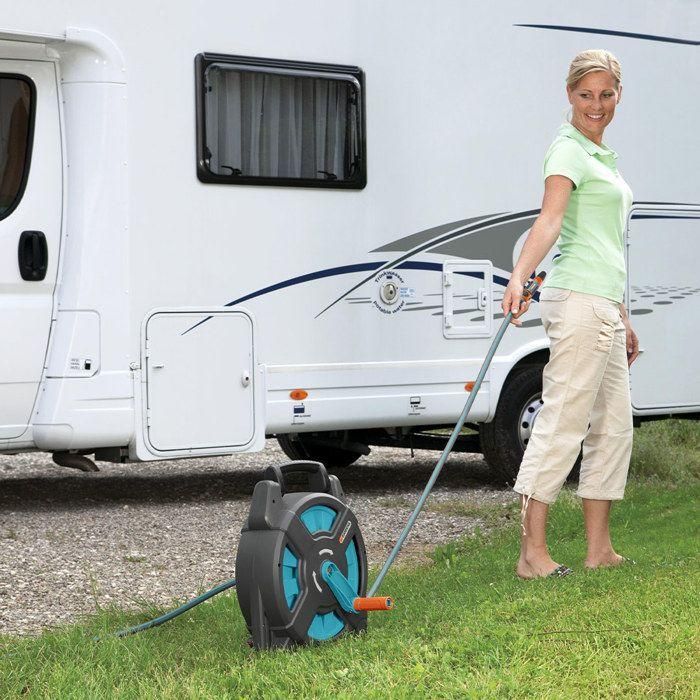 Gardena Compact15 Classic Enrollador de Manguera Portátil con Manguera 15m (Ø 11mm) y Conexión Grifo 2