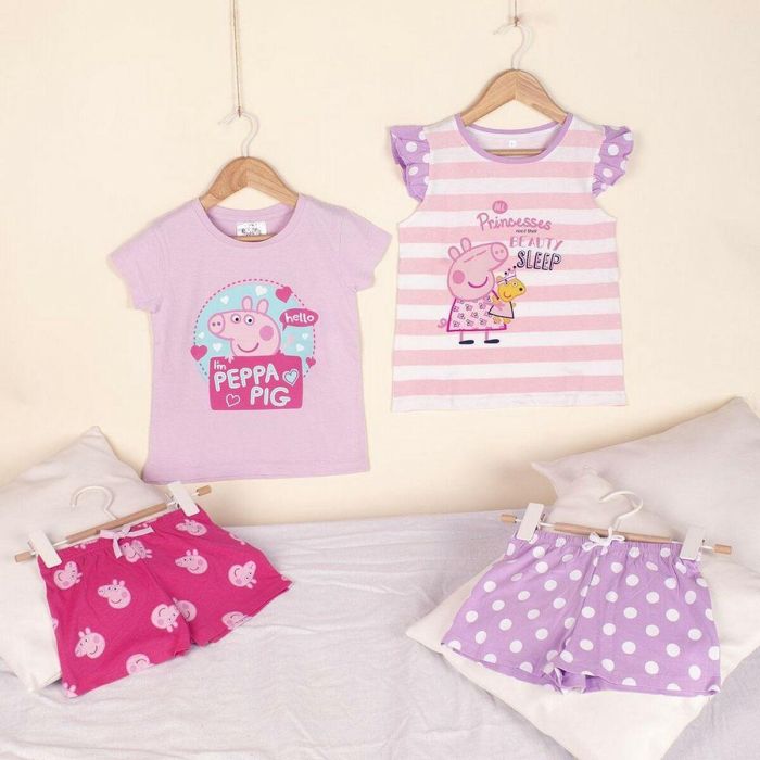 Pijama de Verano Peppa Pig Rosa Morado 5