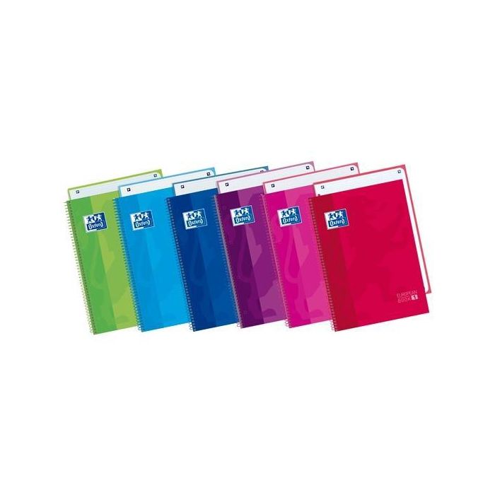 Oxford Cuaderno Classic Europeanbook 1 Write&Erase 80H A4+ 5x5 mm Microperforado T-Extradura Pack 4 Ud C-Surtidos