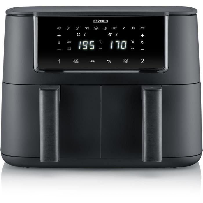 Severin AAATN60221 Freidora de aire de doble tanque de 8L y 2600W con 10 programas