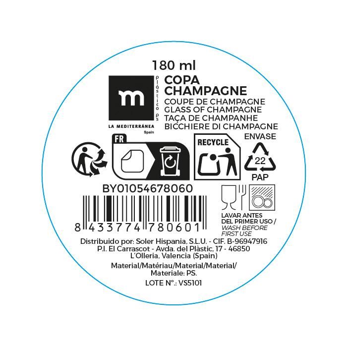 Copa Champagne 180Ml Ps La Mediterranea (12 Unidades) 4 Copa Champagne 180Ml Ps La Mediterranea (12 Unidades) 4