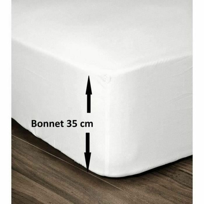 Lovely Home Sábana Ajustable 100% Algodón 160x200 cm Cama Doble - Gorro 35cm ideal para Colchones Muy Gruesos - Blanco 1 Lovely Home Sábana Ajustable 100% Algodón 160x200 cm Cama Doble - Gorro 35cm ideal para Colchones Muy Gruesos - Blanco 1