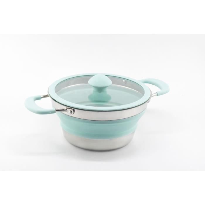 Cazuela Retráctil de Silicona con Tapa de Vidrio, 20cm - Apta para Horno (hasta 200°C) y Placas (excepto Inducción) 1 Cazuela Retráctil de Silicona con Tapa de Vidrio, 20cm - Apta para Horno (hasta 200°C) y Placas (excepto Inducción) 1
