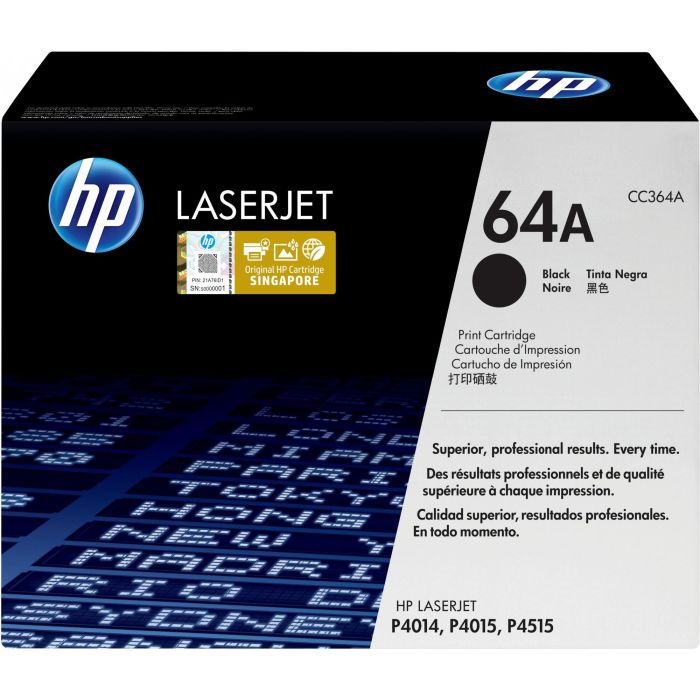HP CC364A Tóner Original Negro 64A para Impresora Láser | Cartucho Alto Rendimiento 10.000 Páginas Calidad Profesional