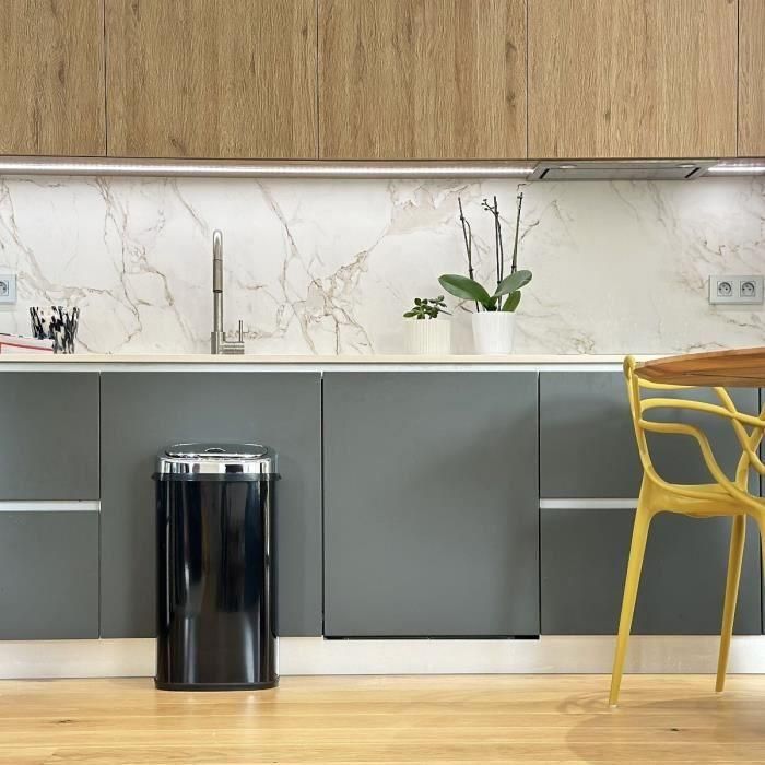 MOVIMIENTO DE COCINA Papelera de cocina automática con flejes LARGO - 42 L - 32x25x64 cm - Negro 3 MOVIMIENTO DE COCINA Papelera de cocina automática con flejes LARGO - 42 L - 32x25x64 cm - Negro 3