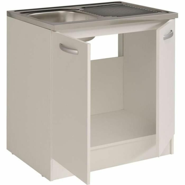Parisot Mueble de cocina bajo fregadero SPRING239754 2 puertas Blanco L80 x P57,6 x H84,2 cm 2 Parisot Mueble de cocina bajo fregadero SPRING239754 2 puertas Blanco L80 x P57,6 x H84,2 cm 2
