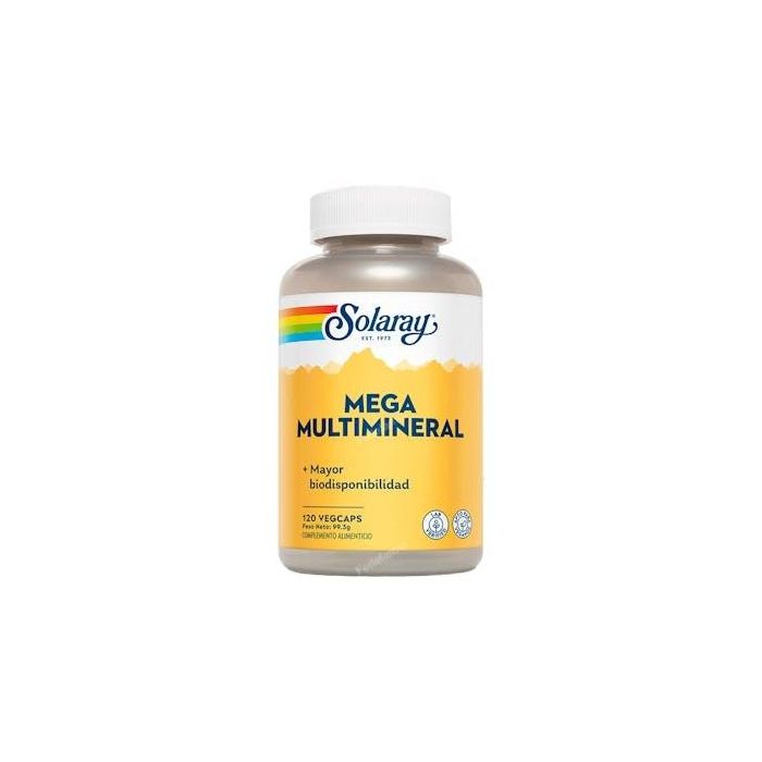 SOLARAY Mega Multi Mineral vegano 120 cápsulas con alta biodisponibilidad para una suplementación completa