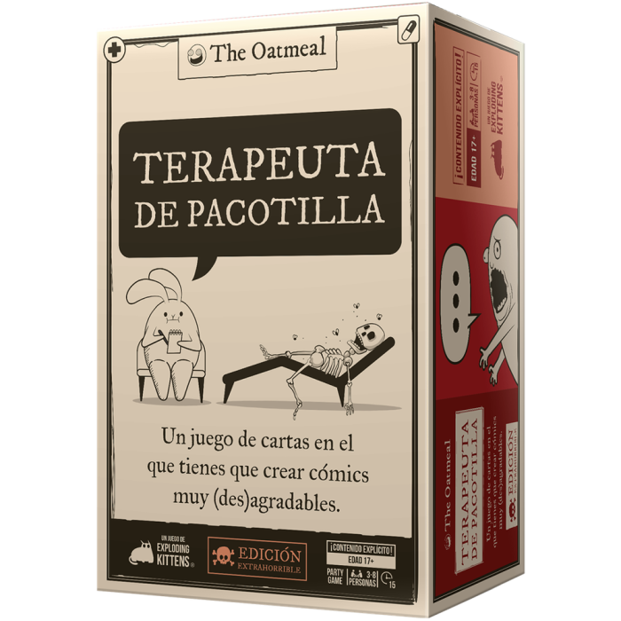 Exploding Kittens Terapeuta de Pacotilla - Juego de Mesa de Cartas para crear cómics de terapia con humor oscuro, 3-8 Jugadores, Edad 17+ Exploding Kittens Terapeuta de Pacotilla - Juego de Mesa de Cartas para crear cómics de terapia con humor oscuro, 3-8 Jugadores, Edad 17+