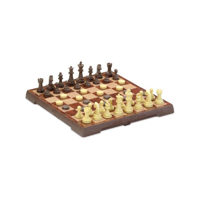 Cayro Ajedrez y Damas Magnético Grande - Juego de mesa de estrategia 2 en 1 para 2 jugadores, fabricado en plástico duradero, ideal para viajes