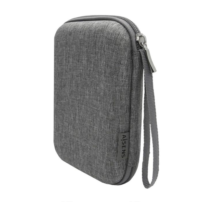 AISENS ASBG-005-GR Estuche Protector Rígido para Disco Duro Externo 2.5" Gris, Algodón y Lino, con Cremallera y Compartimento para Cables 9