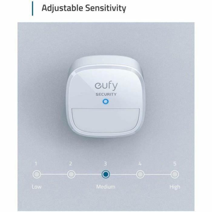 Eufy T8910021 Detector de Movimiento Inalámbrico para Sistema de Alarma de Hogar, Montaje en Pared, 9.1m Alcance, Batería 2 Años, Blanco 1