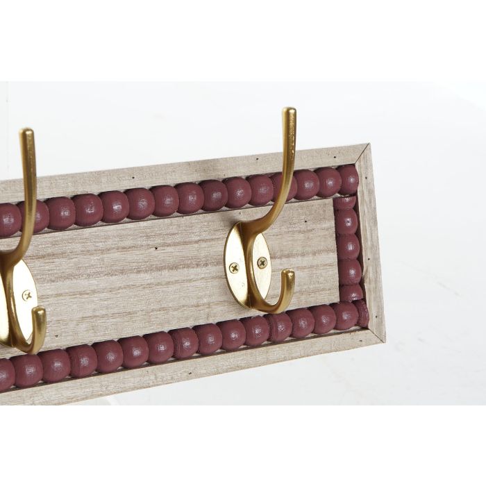 DKD Home Decor Perchero Shabby MDF Rosa Natural 50 Ancho x 7.5 Largo x 12 Alto cm - Juego de 4 Unidades Colección Pink Decor 2