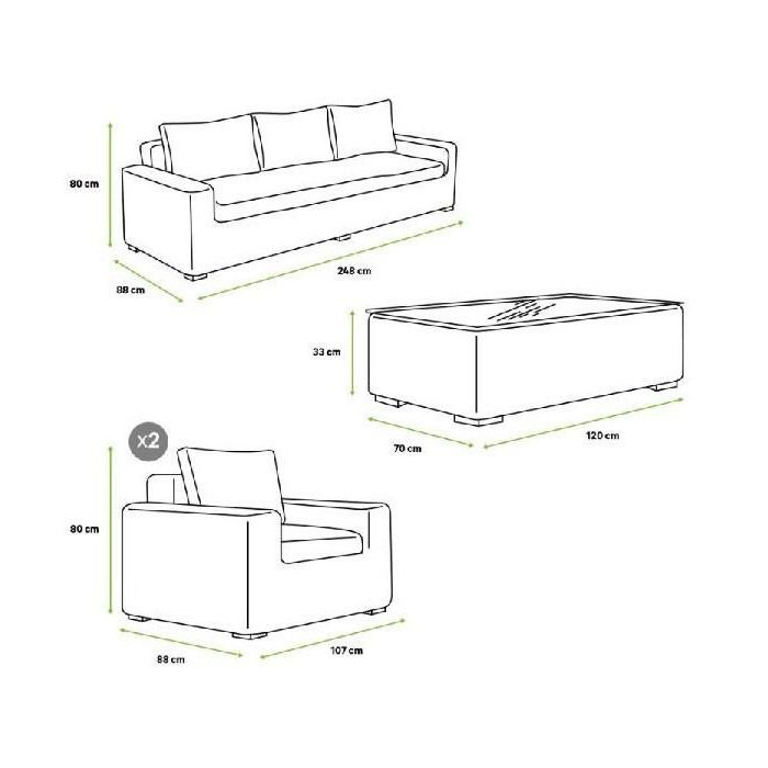 Sofa Terraza Y Jardin DKD Home Decor Marron Claro Beige 85 x 80 x 222 cm Set de 4 1