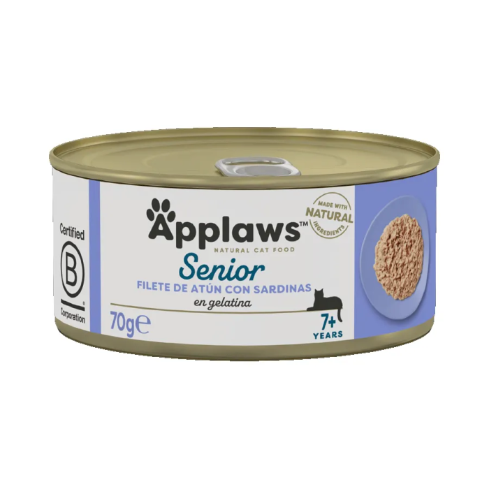 Applaws Comida Húmeda para Gatos Senior - Lata de Atún y Sardina 24x70 gr