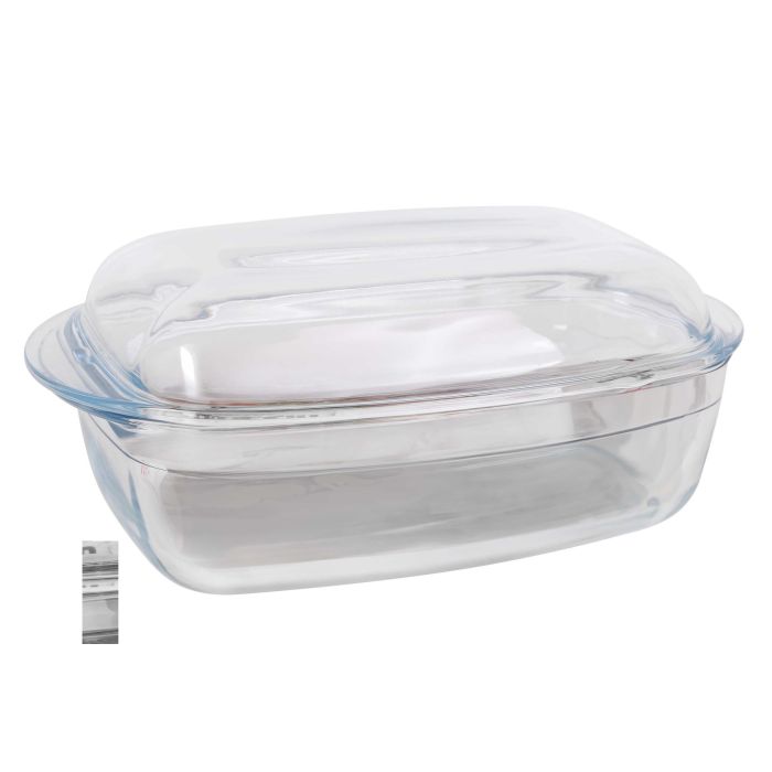 Cacerola de Vidrio Rectangular con Tapa Quttin - 4.4L + 2.3L (3 Unidades) 1 Cacerola de Vidrio Rectangular con Tapa Quttin - 4.4L + 2.3L (3 Unidades) 1