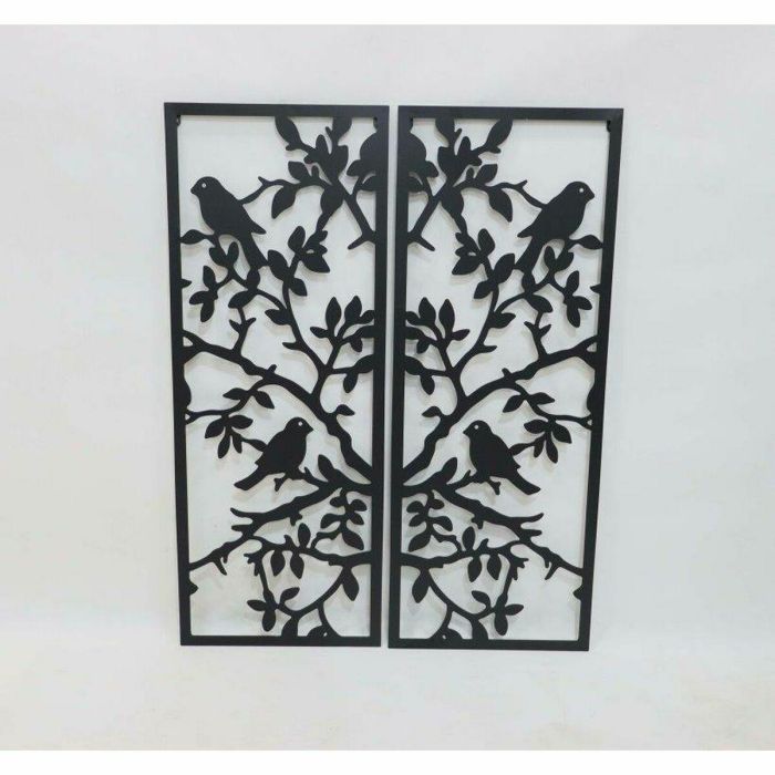 Decoracion Pared Shabby DKD Home Decor Negro 1.3 x 90 x 70 cm Set de 2 1