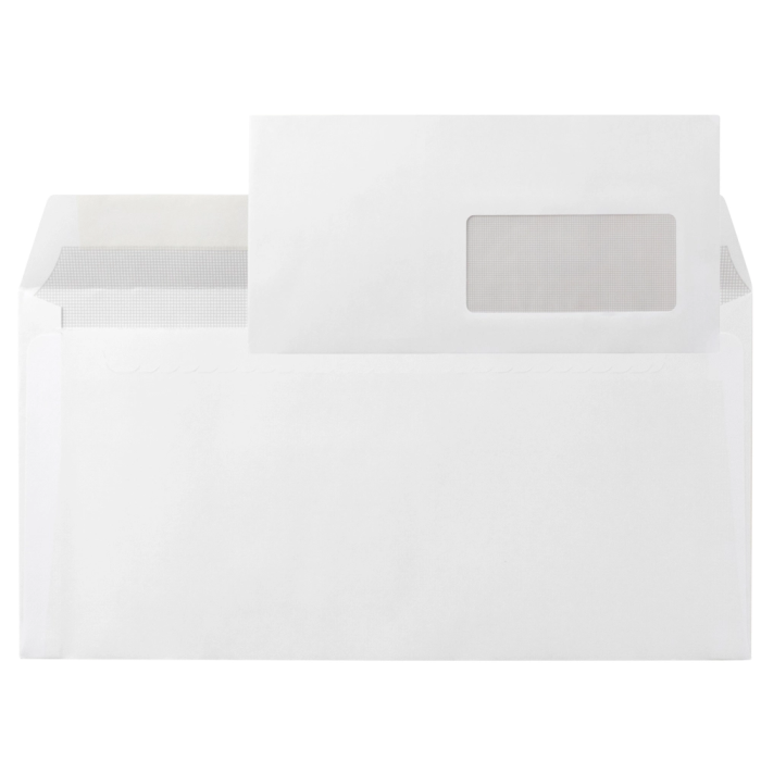 Liderpapel System Open Sobre Blanco DIN Americano con Ventana Derecha Tira Silicona 110x220mm Caja 500 Unidades 1