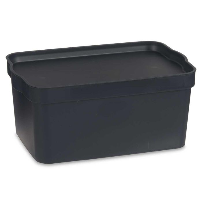 Caja Plastico Con Tapa 7,5L Antracita Kipit 21X14CM (12 Unidades) 1 Caja Plastico Con Tapa 7,5L Antracita Kipit 21X14CM (12 Unidades) 1