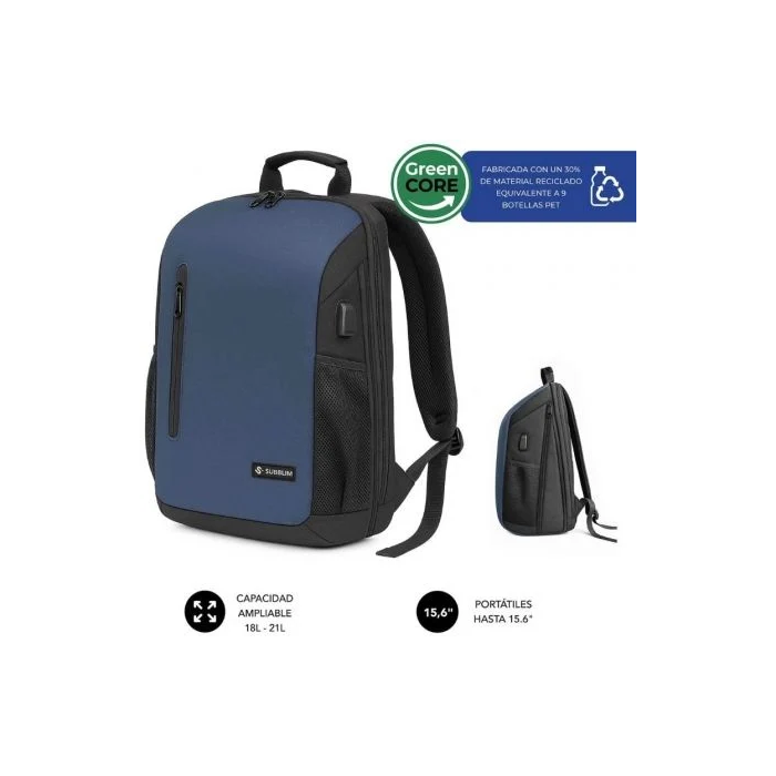 Subblim Mochila Xpand Air Padding Backpack para Portátiles hasta 15.6" 21L Puerto USB Azul SUBBP-5NXAP02