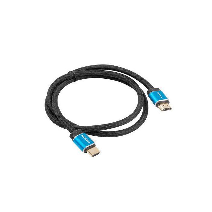 Lanberg Cable HDMI 2.0 3D 1m Macho-Macho Chapado en Oro 18Gbit/s ARC Negro/Azul CA-HDMI-P20CU-0010-BK