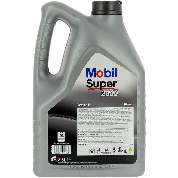 Bidón de aceite de motor - MOBIL - S2000 10W40 Formula-P - 5 L - 4 estaciones 2