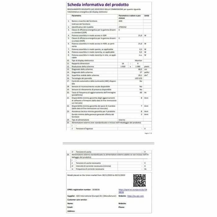 AOC Monitor 27B3CA2 27" FHD IPS 100Hz 1ms USB-C Negro 18 AOC Monitor 27B3CA2 27" FHD IPS 100Hz 1ms USB-C Negro 18