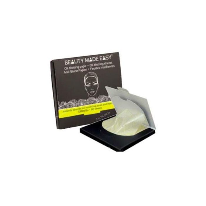 BEAUTY MADE EASY Papeles Matificantes con Té Verde para el Rostro - Absorben Grasa, Antioxidantes, 80 Hojas