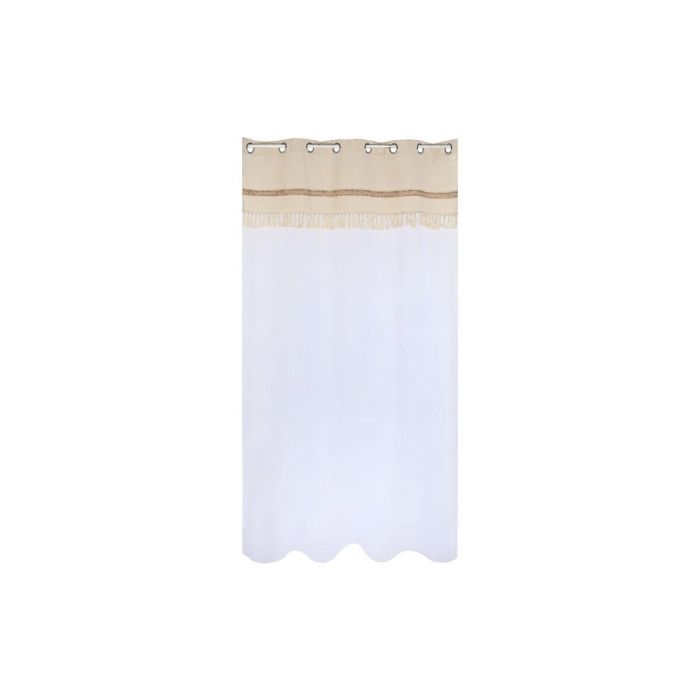 DKD Home Decor Cortina Cottage de Poliéster, Colección Nature23, Color Natural, con Anillas para Barra, 260 cm Alto x 140 cm Ancho