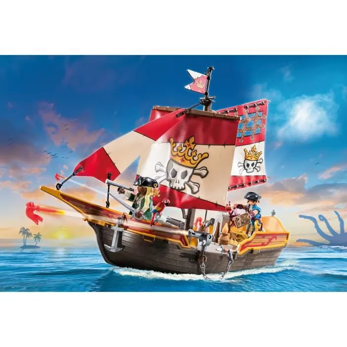 Playmobil Barco Pirata con Cañones Giratorios y Velas Móviles, Juguete de Aventuras para Niños y Niñas a Partir de 4 Años 1