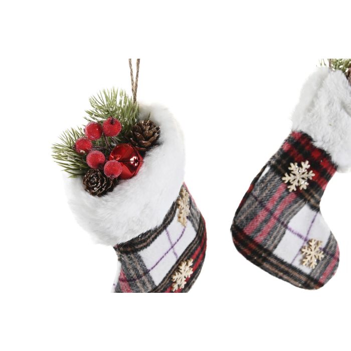 DKD Home Decor Decoración Colgante Navidad Tradicional Poliéster Colores Surtidos Rojo, Verde, Blanco 3 x 23 x 10 cm (12 Unidades) 1