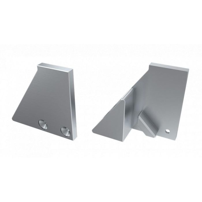 Tapón Final Perfíl Tipo I10 (Cristal 10mm) Aluminio - Derecha - Plata - Con Agujero 2