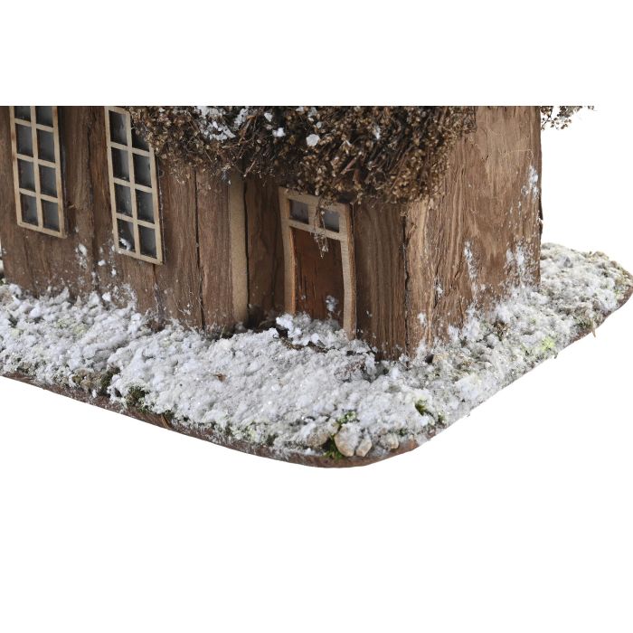 DKD Home Decor Casa de Navidad Alpina Decoración Hogar Colores Natural, Verde y Blanco de Porexpan y Corteza Medidas 20x24x23 cm 2