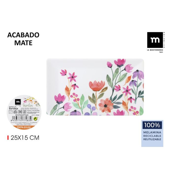 Bandeja Melamina Mate Garden 25x15x2 cm La Mediterranea (12 Unidades) Bandeja Melamina Mate Garden 25x15x2 cm La Mediterranea (12 Unidades)