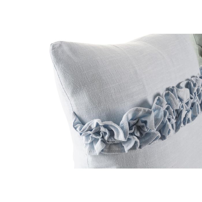 DKD Home Decor Cojin Lino y Rayon Verde Menta y Azul Celeste Flores 45 x 45 x 10 cm (4 Unidades) 1