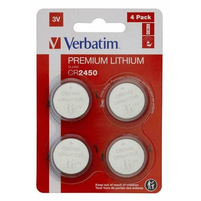 Pilas de Botón de Litio Verbatim CR2450 (4 Piezas) (20 Unidades) 1 Pilas de Botón de Litio Verbatim CR2450 (4 Piezas) (20 Unidades) 1