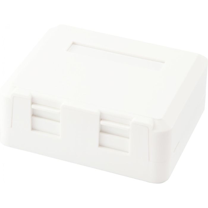 EQUIP 125124 Caja de superficie para 2 Keystone Jack con tapa, color blanco, compatible con Cat.5e, Cat.6, Cat.6A 5