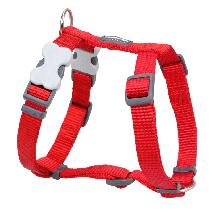 Red Dingo Arnés Petral Liso Perro Nylon Rojo 15mm Cuello 30-48cm Cuerpo 36-54cm con Hebillas Gemelas