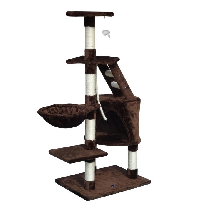 Gloria Sinu Árbol rascador para gatos Marrón 55x40x120 cm con cueva, múltiples alturas y postes de sisal, ideal para varios gatos 2