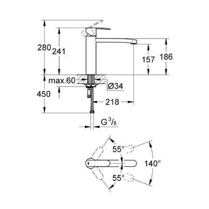 Mezclador monomando para fregadero GROHE - Wave Cosmopolitan - Cromo 2